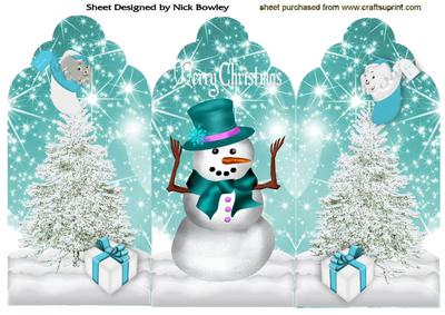 Lovely Snowman with Christmas Trees Trifold