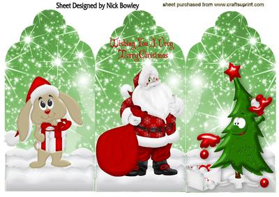 Lovely Santa with Funny Christmas Tree Tri Fold