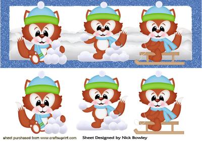 Little Red Foxes Playing in the Snow Dl