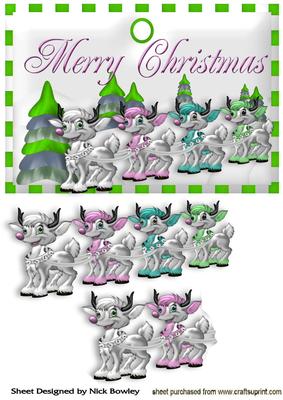 Cute Little Reindeers on Snow Tag