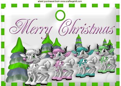 Cute Little Reindeers on Snow Tag A4