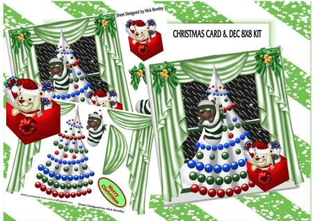 Lovely Christmas Card with Window Scene & Curtains 8x8 Kit