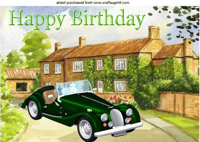 Country Cottage with Vintage Car A4