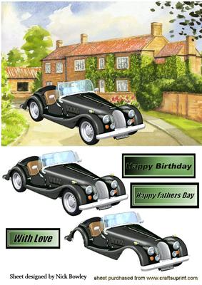 Country Cottage with Silver Vintage Car