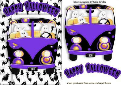 Ghosts in a Purple Camper Van in Bat Frame