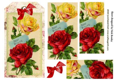 Beauttful Vintage Roses on a Tag