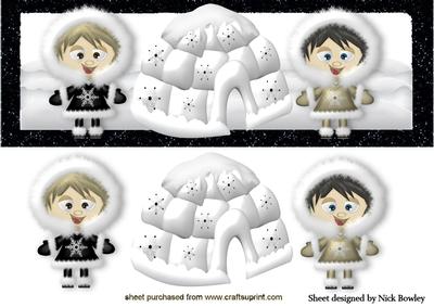 Little Eskimos with Igloo in the Snow Dl
