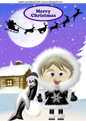 Little Eskimo with Seal in the Snow A4