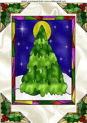 Christmas Tree in Stained Glass Window A4