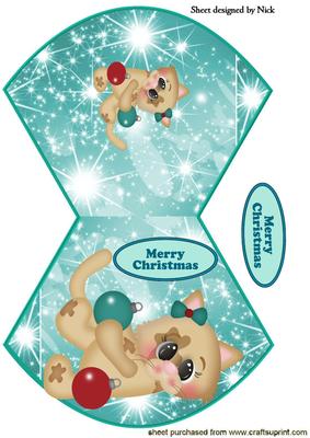 Cute Little Kitty with Xmas Baubles Rocker Card