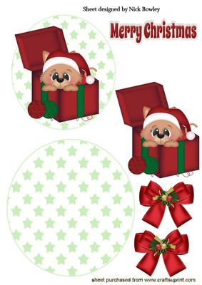 Christmas Kitty on Star Rocker Card