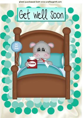 Get Well Hippo! Poor Little Thing in Bed A4