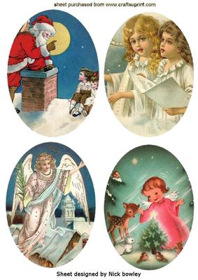 Vintage Christmas Oval Toppers