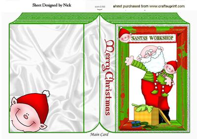 Lovely Santa with Elf in Workshop Folded Book