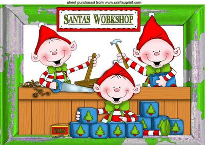 Santas Elves at Work in the Workshop A4