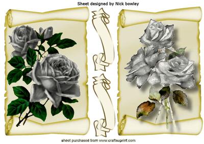 Beautiful Silver Roses on Scrolls