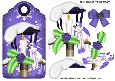 Little Bluebird in Purple Warming, -  on a Tag