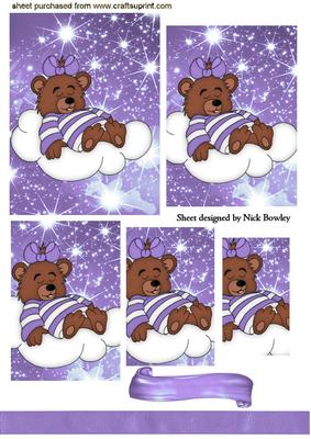 Little Sleepy Teddy in Purple on a Cloud Pyramids