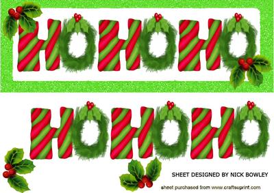 Dl Card with Words,ho! Ho! Ho! & Holly