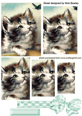 Vintage Kitten with Butterfly Pyramids
