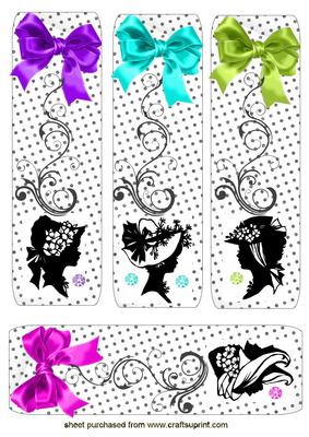 Lovely Lady Silhouette Bookmarks with Flourishes