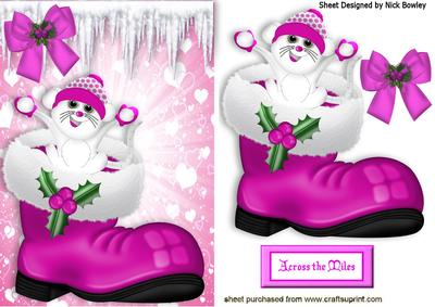 Cute Little Mouse in Pink Santa Boot
