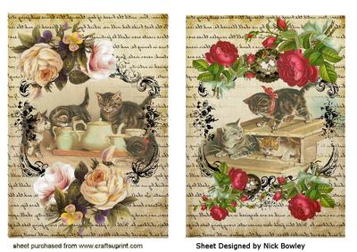 Naughty Cats and Kittens in Rose Frame