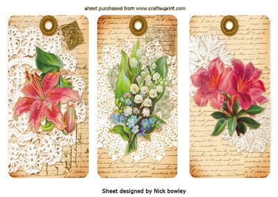 Pretty Vintage Floral Tags on Doilies