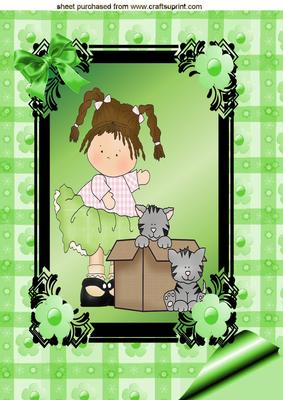 Cute Little Girl with Kitten A4 Topper