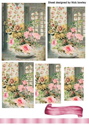 Pretty Pink Roses with Window Scene Pyramids