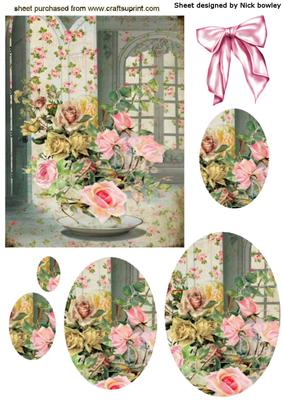 Pink Roses with Window Oval Pyramids