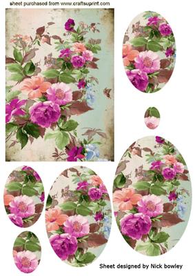 Pretty Vintage Flowers in Oval Pyramids
