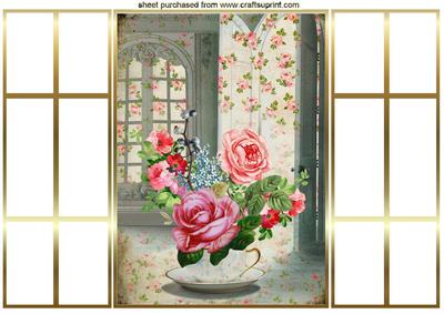 Beautiful Roses in a Teacup French Gatefold