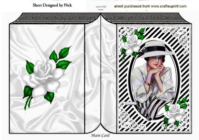 Edwardian Lady in Black/white, Roses Open Book