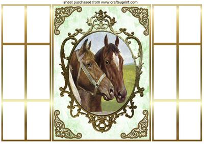 Horses in Antique Frame French Gatefold
