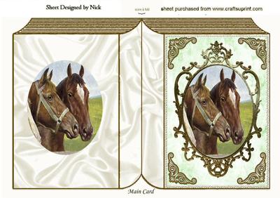 Horses in Antique Frame, Folded Book