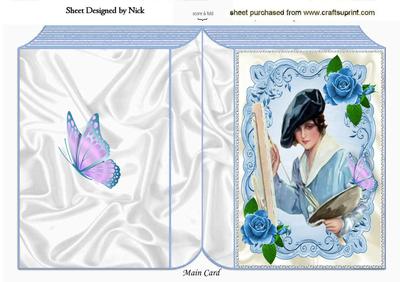 Vintage Edwardian Lady Artist with Roses Folded Book