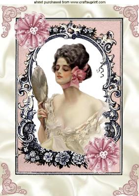 Painted Edwardian Lady in Ornate Frame A4