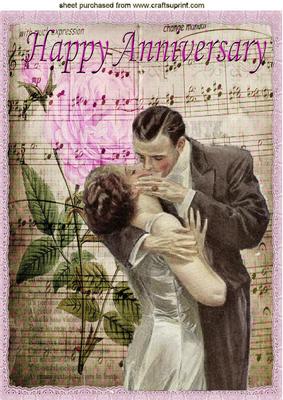 The Kiss on Painted Vintage Music Sheet with Rose A4