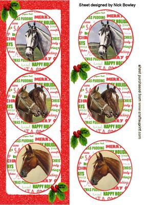 Horses in Christmas Frames with Holly Dl