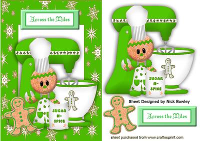 Little Gingerbread Man with Green Foodmixer