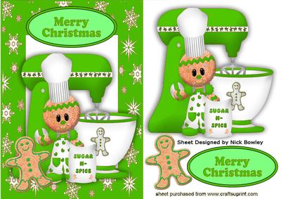 Gingerbread Man with Green Mixer for Christmas