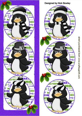 Penguins in Silly Hats with Holly, in Purple Dl