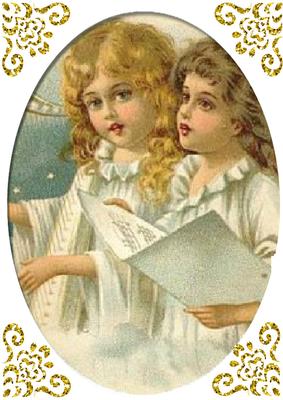 Vintage Little Girls Carol Singing A4
