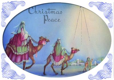 Three Wise Men on Camels in Bethlehem A4