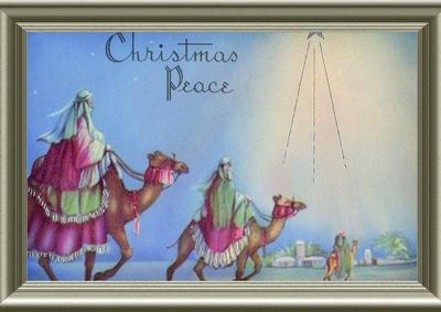 Wise Men on Camels in Bethlehem in Frame A4