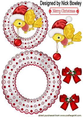 Little Robin with Bauble on a Rocker Card