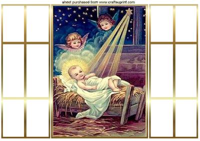 Vintage Baby Jesus in a Crib French Gatefold