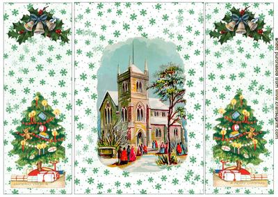 Lovely Christmas Scene of a Church Gatefold