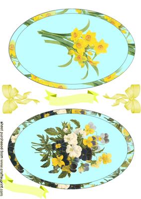 Pretty Oval Toppers of Daffodils